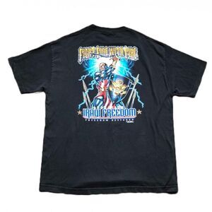 VINTAGE MILITARY IRAQI FREEDOM GRAPHIC SHIRT “FIGHT FIRE WITH FIRE” SIZE XL